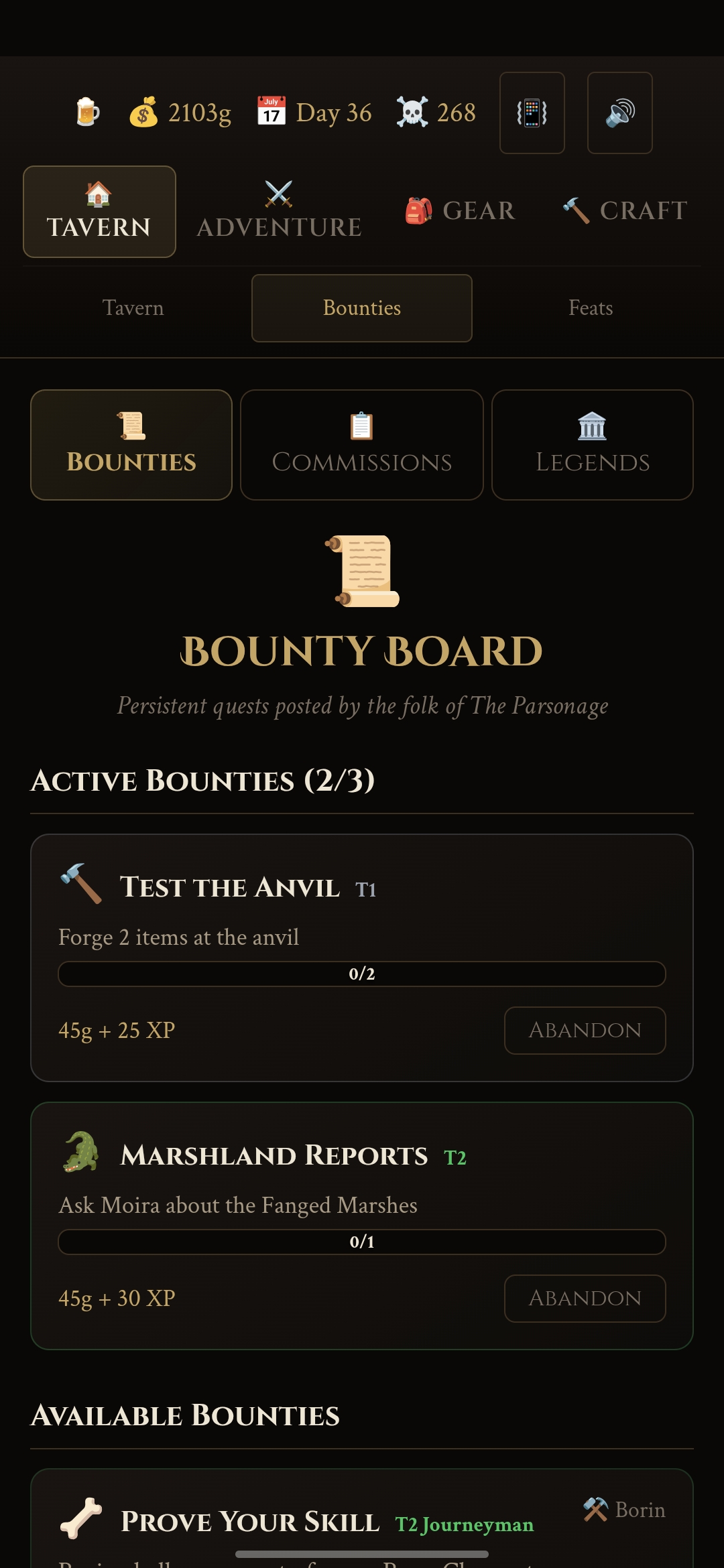Bounty board quests